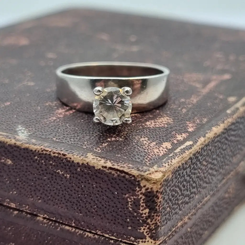 Anillo art déco vintage anillo blanco