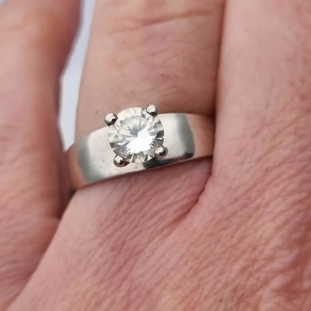 Anillo art déco vintage anillo blanco