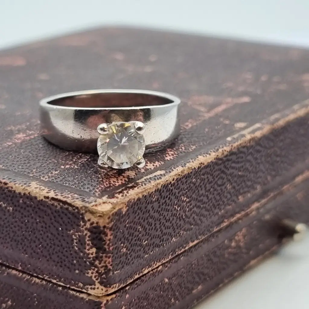 Anillo art déco vintage anillo blanco