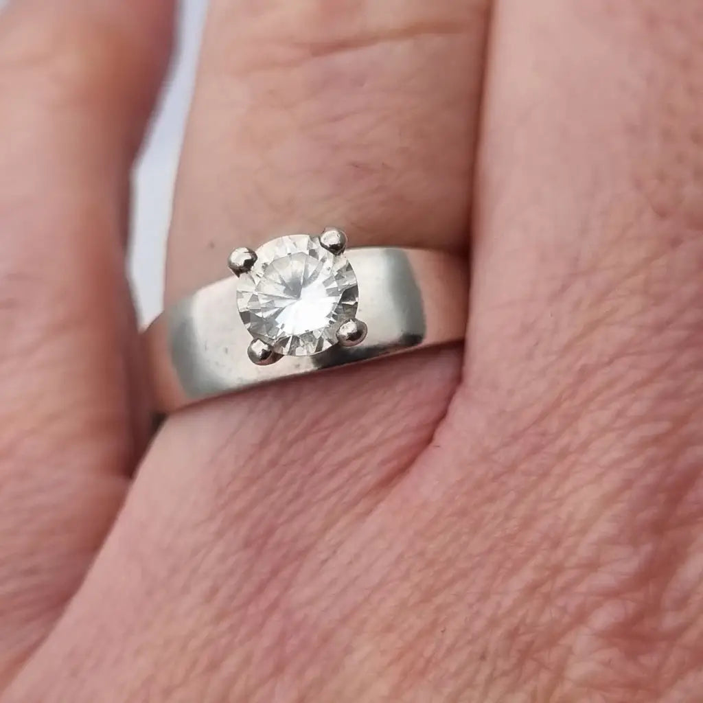 Anillo art déco vintage anillo blanco