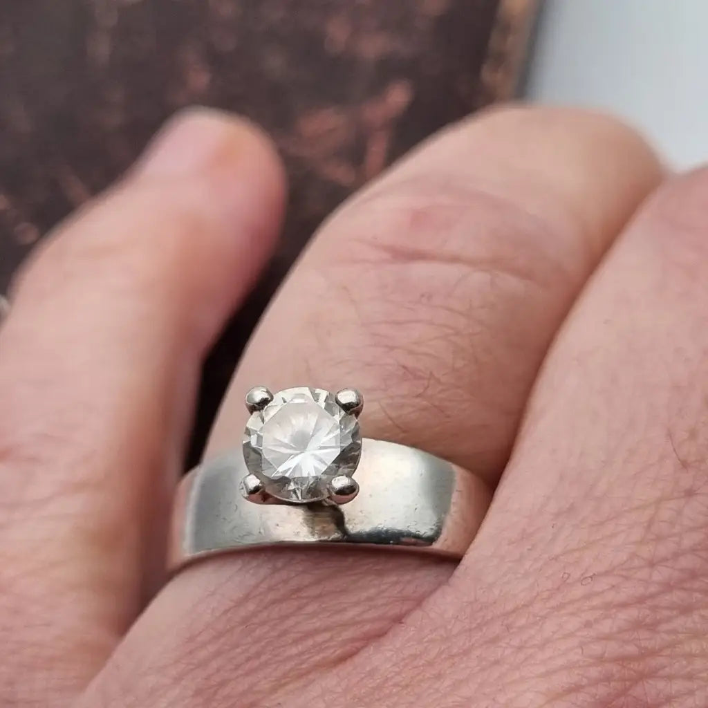 Anillo art déco vintage anillo blanco