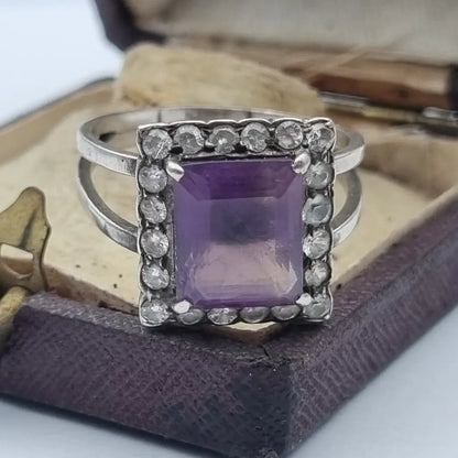 Anillo art déco vintage anillo de plata morado,