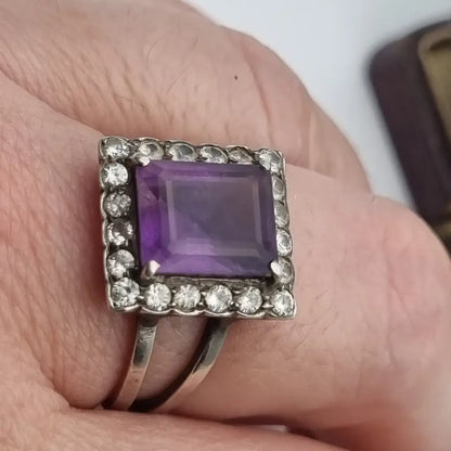 Anillo art déco vintage anillo de plata morado,