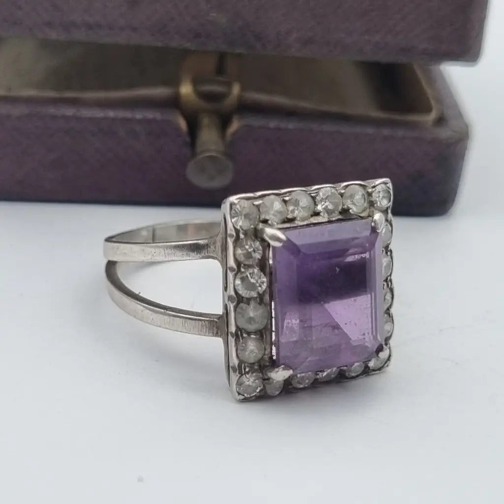 Anillo art déco vintage anillo de plata morado,