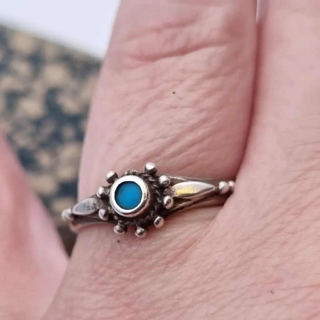 Anillo azul vintage anillo boho de mujer