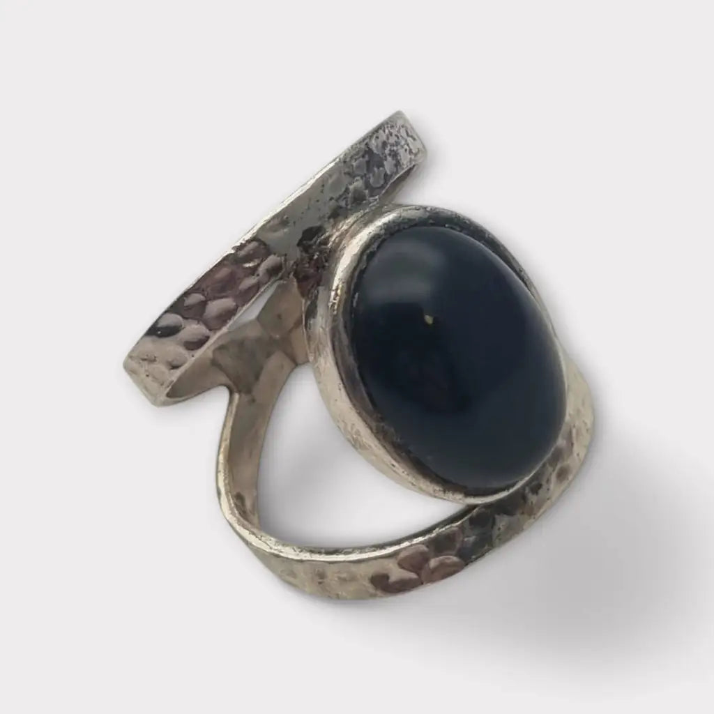 Anillo Boho Retro Chic hecho a mano en plata 925 con ónix negro regalos