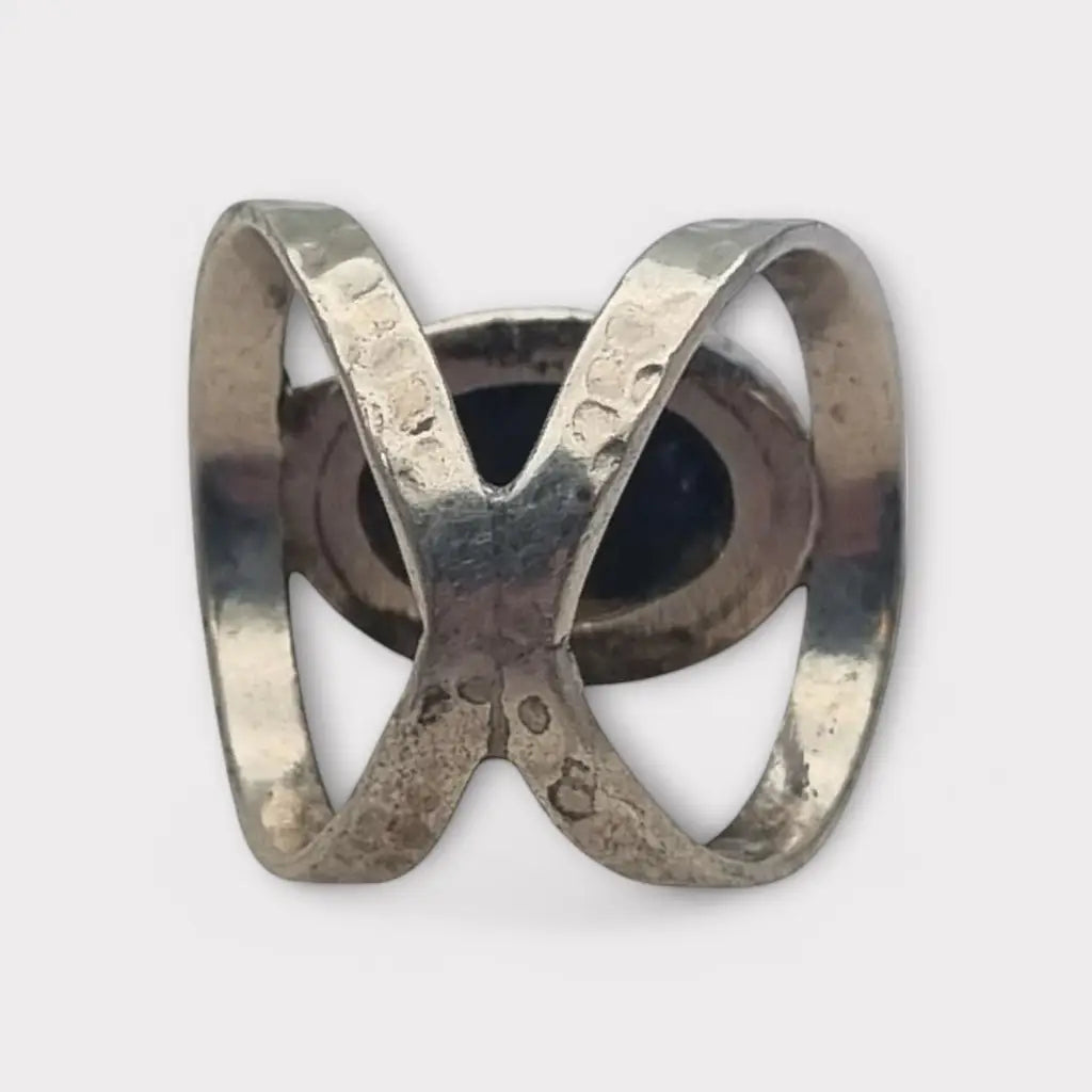 Anillo Boho Retro Chic hecho a mano en plata 925 con ónix negro regalos