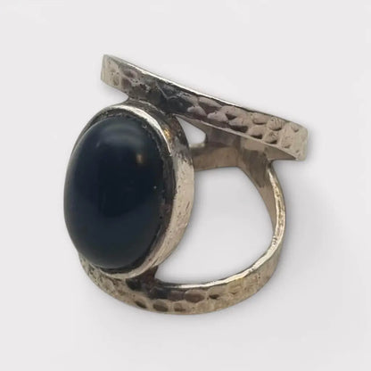 Anillo Boho Retro Chic hecho a mano en plata 925 con ónix negro regalos