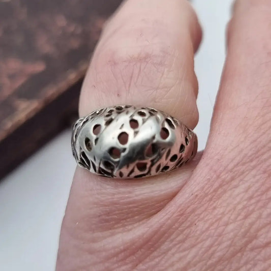Anillo brutalista vintage anillo de plata para mujer diseño original