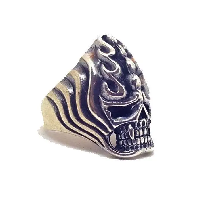 Anillo de calavera plata ley para hombre estilo Rock Heavy Motor talla 10