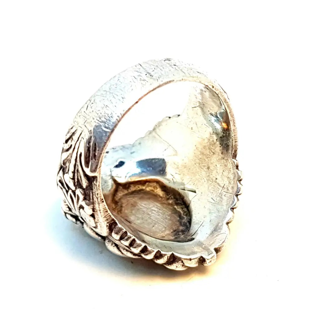 Anillo de hombre sello antiguo en plata 925 decorada