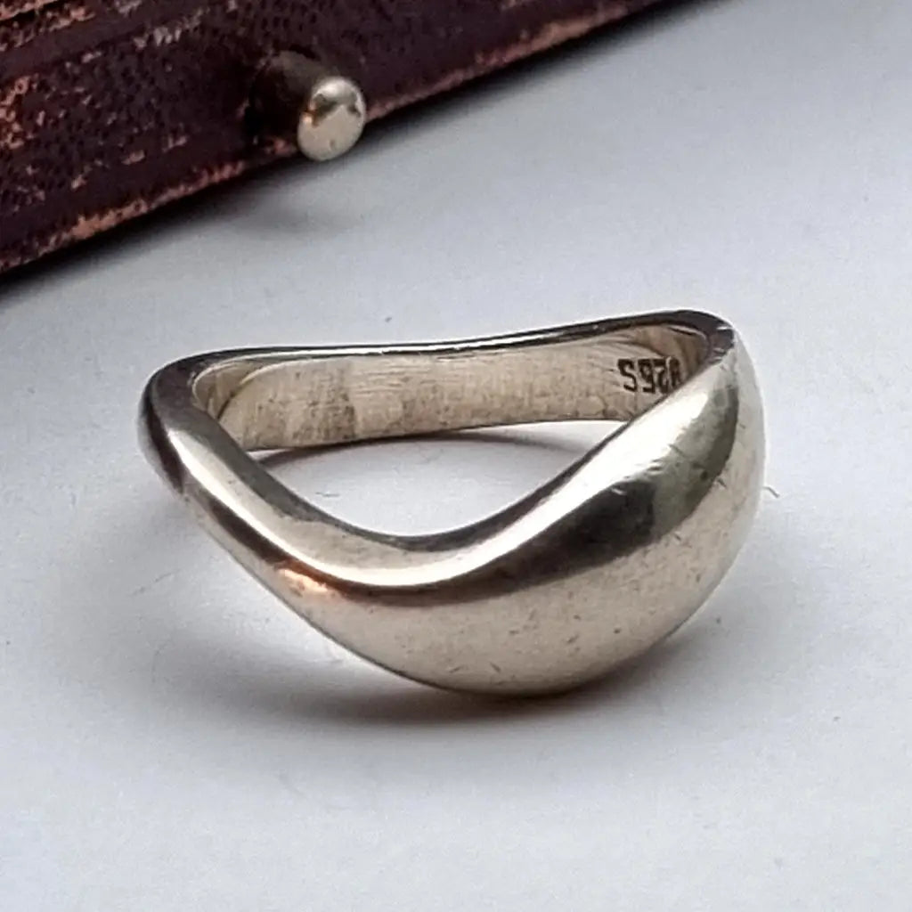 Anillo de diseño en plata ley anillo vintage joyería ondulada
