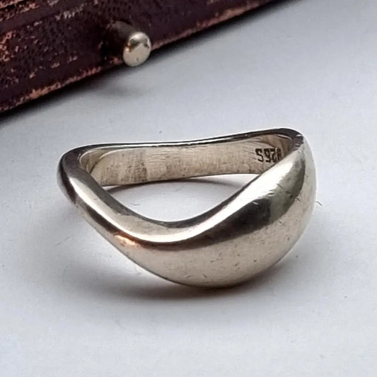 Anillo de diseño en plata ley anillo vintage joyería ondulada
