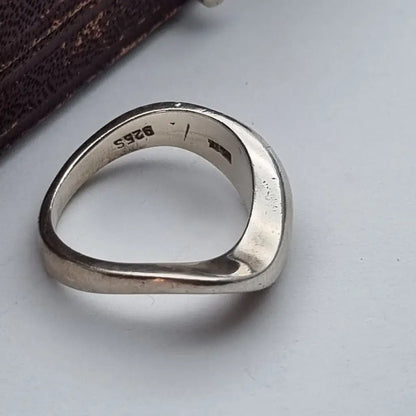 Anillo de diseño en plata ley anillo vintage joyería ondulada