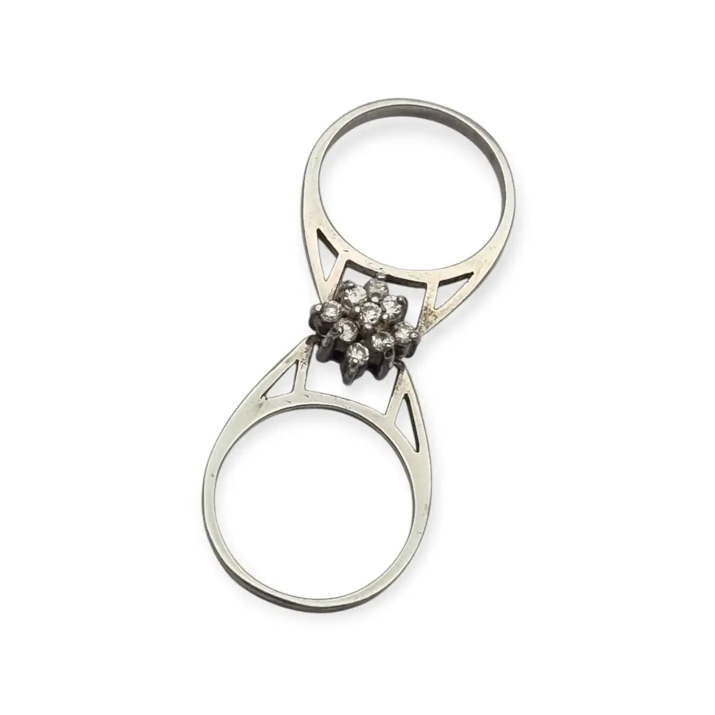 Anillo doble articulado en plata reversible con piedra lila o blanca regalos