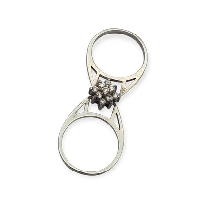 Anillo doble articulado en plata reversible con piedra lila o blanca regalos