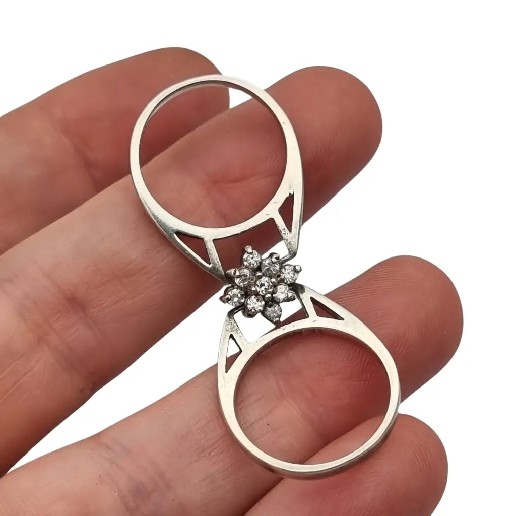 Anillo doble articulado en plata reversible con piedra lila o blanca regalos