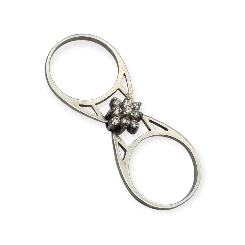 Anillo doble articulado en plata reversible con piedra lila o blanca regalos