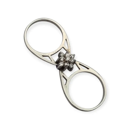 Anillo doble articulado en plata reversible con piedra lila o blanca regalos