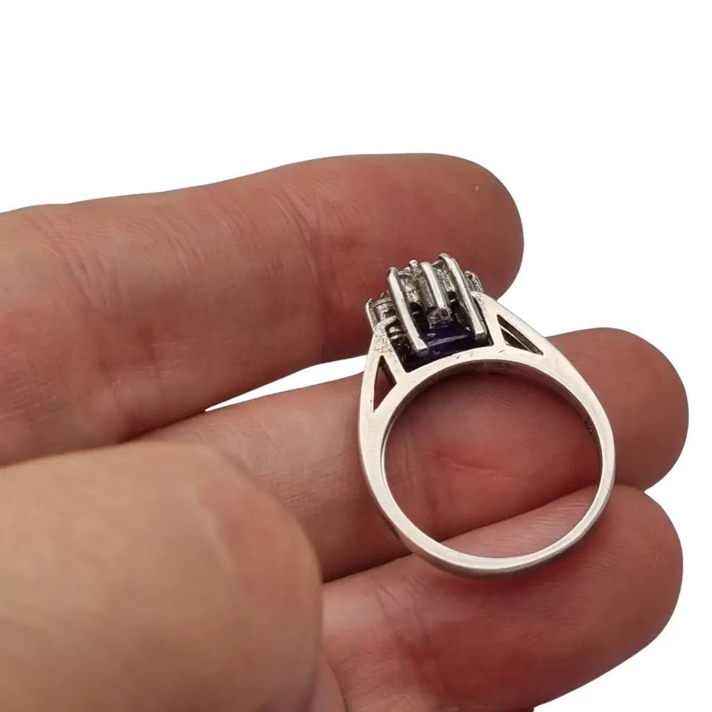 Anillo doble articulado en plata reversible con piedra lila o blanca regalos