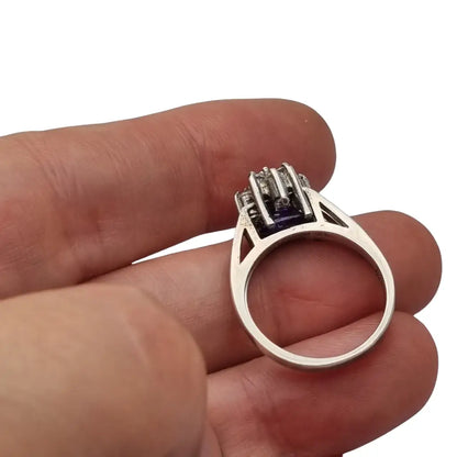 Anillo doble articulado en plata reversible con piedra lila o blanca regalos