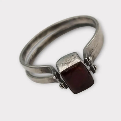 Anillo Doble de Plata 925 con Piedra Natural Diseño 2 en 1 Estilo Bohemio Chic