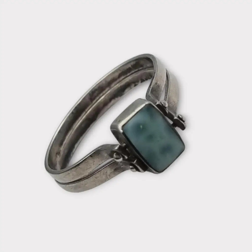 Anillo Doble de Plata 925 con Piedra Natural Diseño 2 en 1 Estilo Bohemio Chic