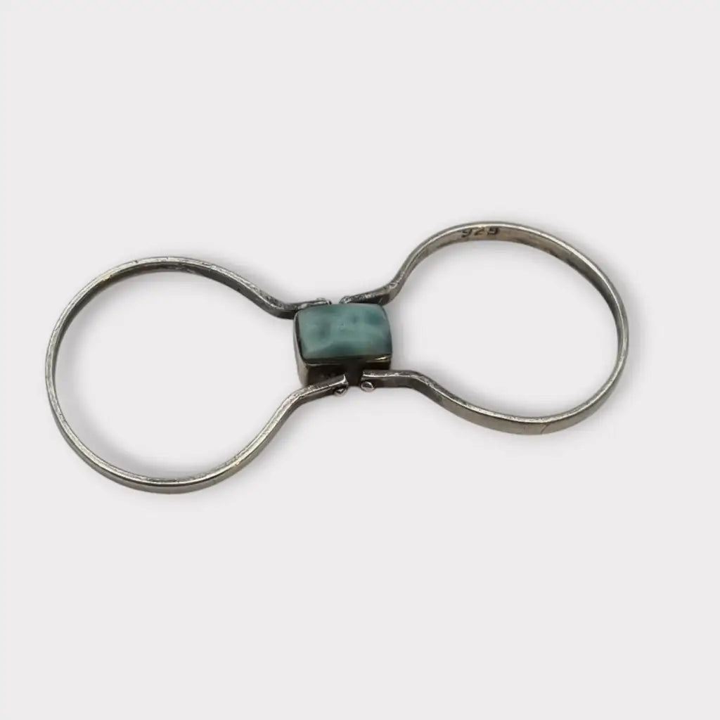 Anillo Doble de Plata 925 con Piedra Natural Diseño 2 en 1 Estilo Bohemio Chic