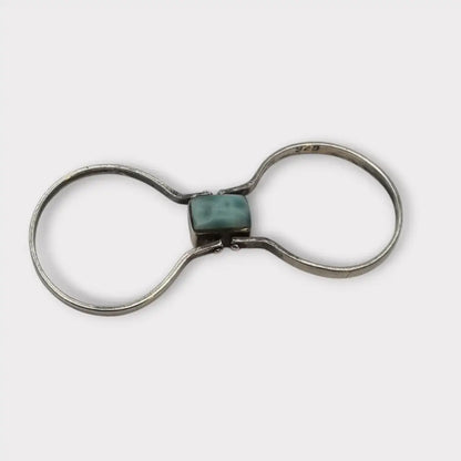 Anillo Doble de Plata 925 con Piedra Natural Diseño 2 en 1 Estilo Bohemio Chic