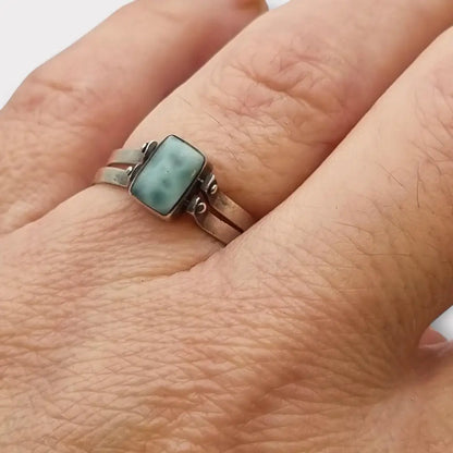 Anillo Doble de Plata 925 con Piedra Natural Diseño 2 en 1 Estilo Bohemio Chic