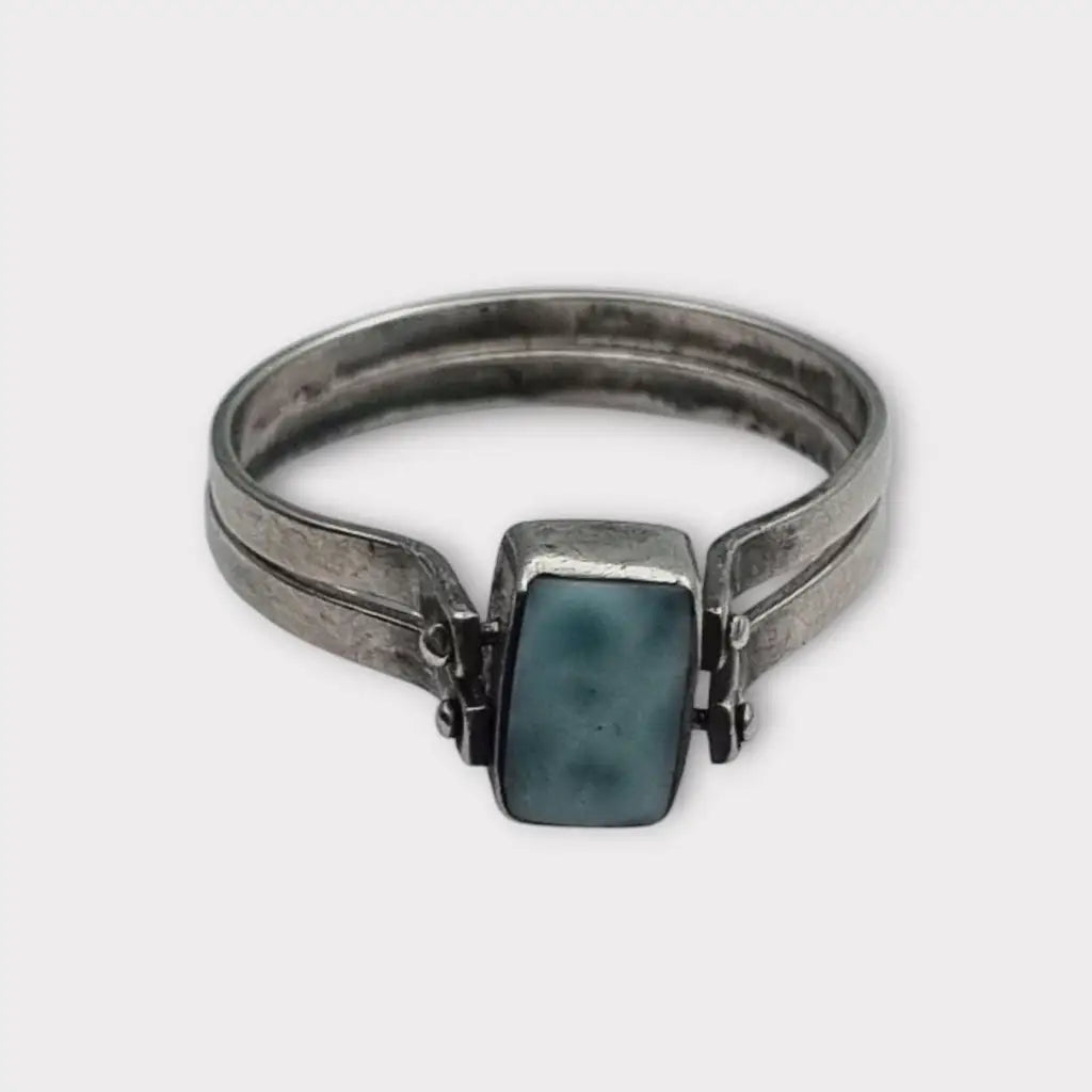 Anillo Doble de Plata 925 con Piedra Natural Diseño 2 en 1 Estilo Bohemio Chic