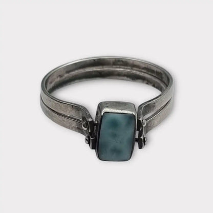 Anillo Doble de Plata 925 con Piedra Natural Diseño 2 en 1 Estilo Bohemio Chic