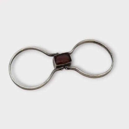 Anillo Doble de Plata 925 con Piedra Natural Diseño 2 en 1 Estilo Bohemio Chic