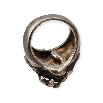 Anillo estilo Art Nouveau en plata 925 con figura femenina floral relieve