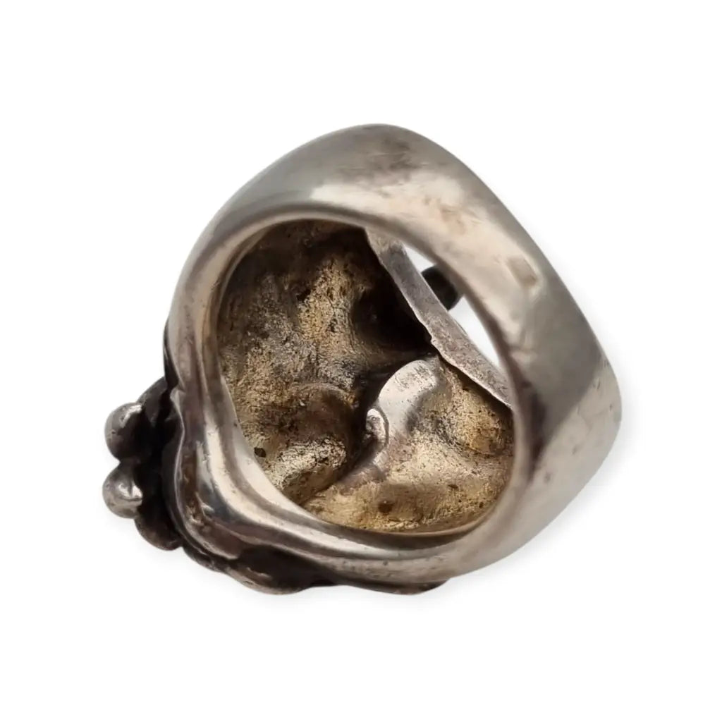 Anillo estilo Art Nouveau en plata 925 con figura femenina floral relieve