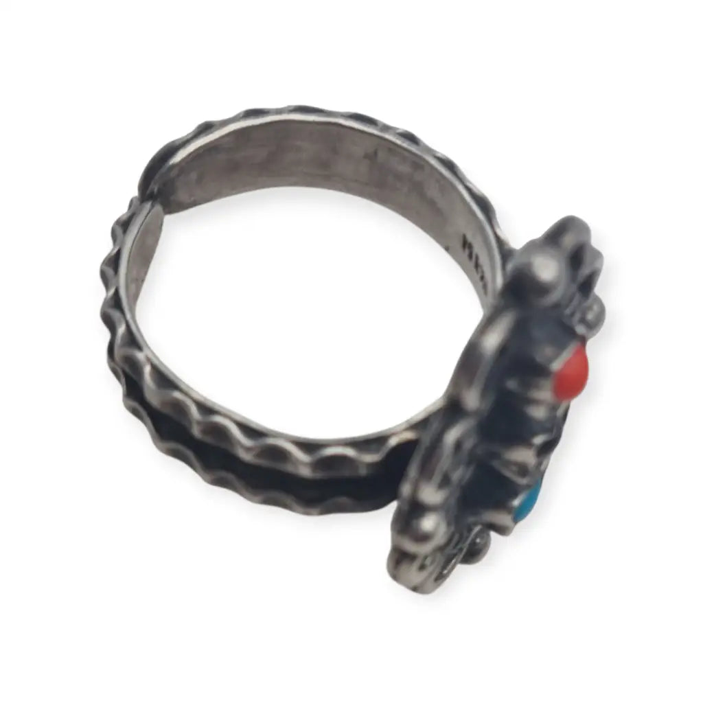 Anillo estilo Matilde Poulat en plata 925 Matl con turquesa coral y amatista –