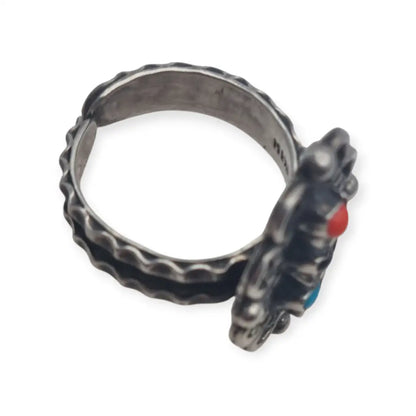 Anillo estilo Matilde Poulat en plata 925 Matl con turquesa coral y amatista –