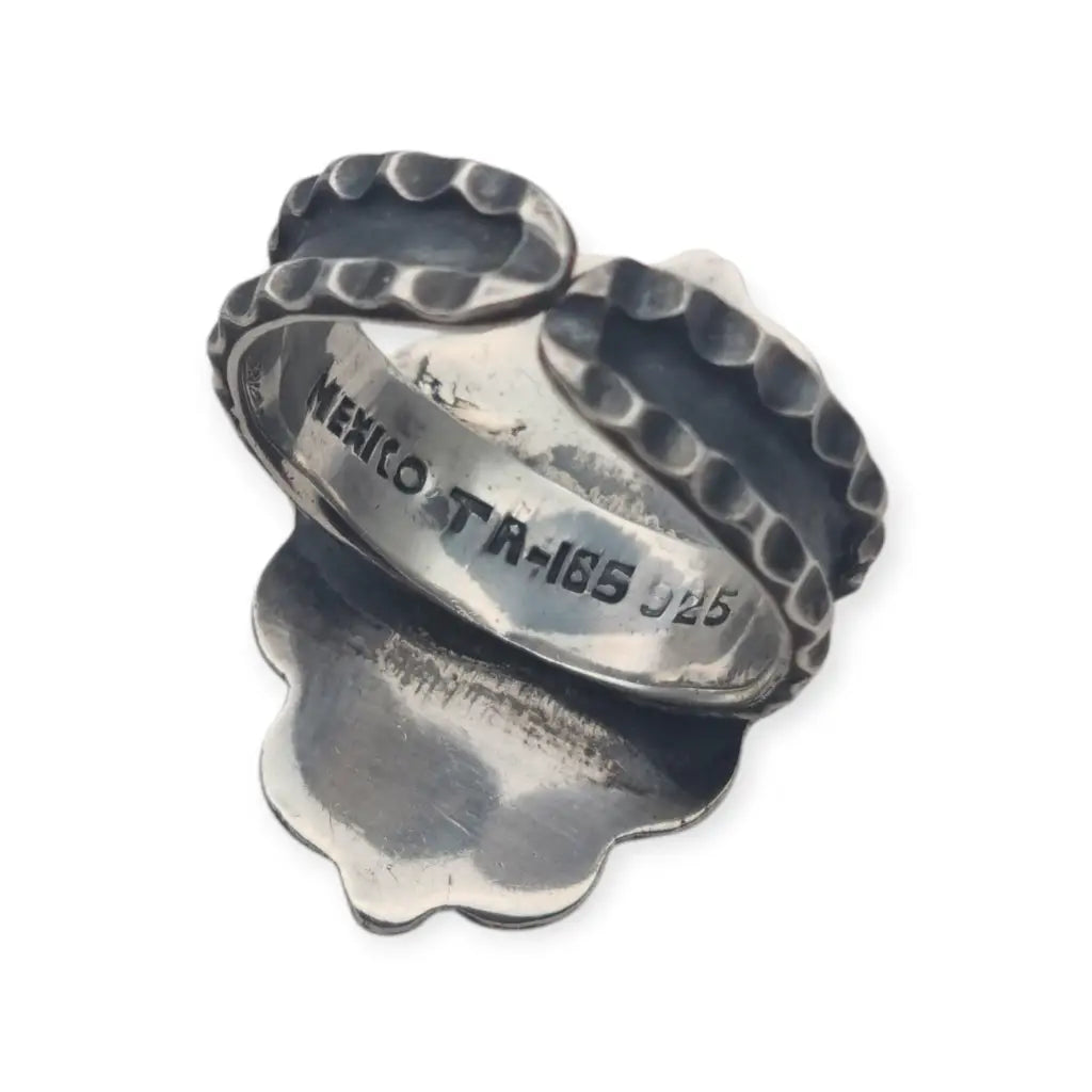 Anillo estilo Matilde Poulat en plata 925 Matl con turquesa coral y amatista –