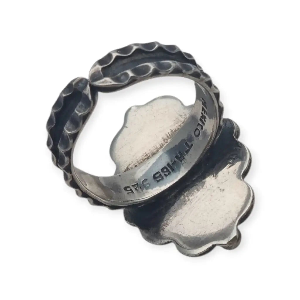 Anillo estilo Matilde Poulat en plata 925 Matl con turquesa coral y amatista –