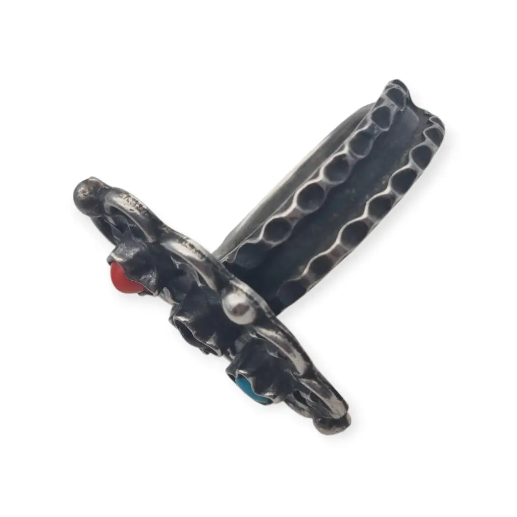 Anillo estilo Matilde Poulat en plata 925 Matl con turquesa coral y amatista –