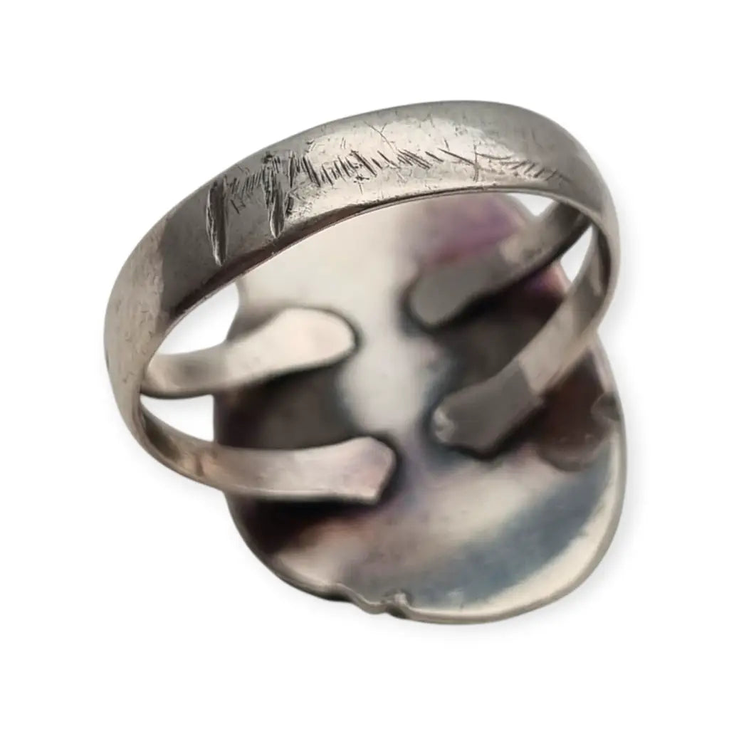 Anillo estilo Navajo vintage años 80 en plata 925 con turquesa cabujón