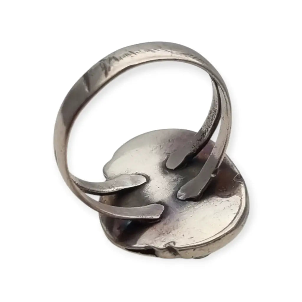 Anillo estilo Navajo vintage años 80 en plata 925 con turquesa cabujón