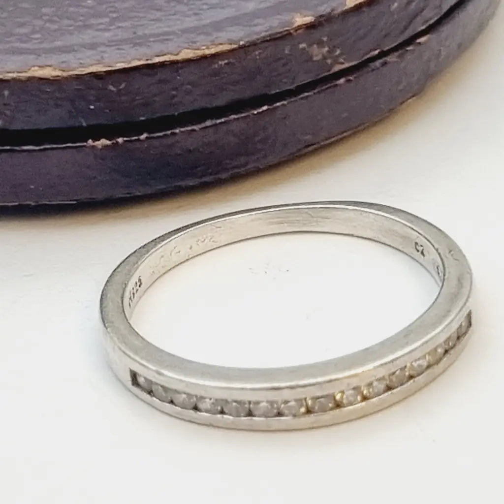 Anillo de eternidad vintage anillo art déco blanco