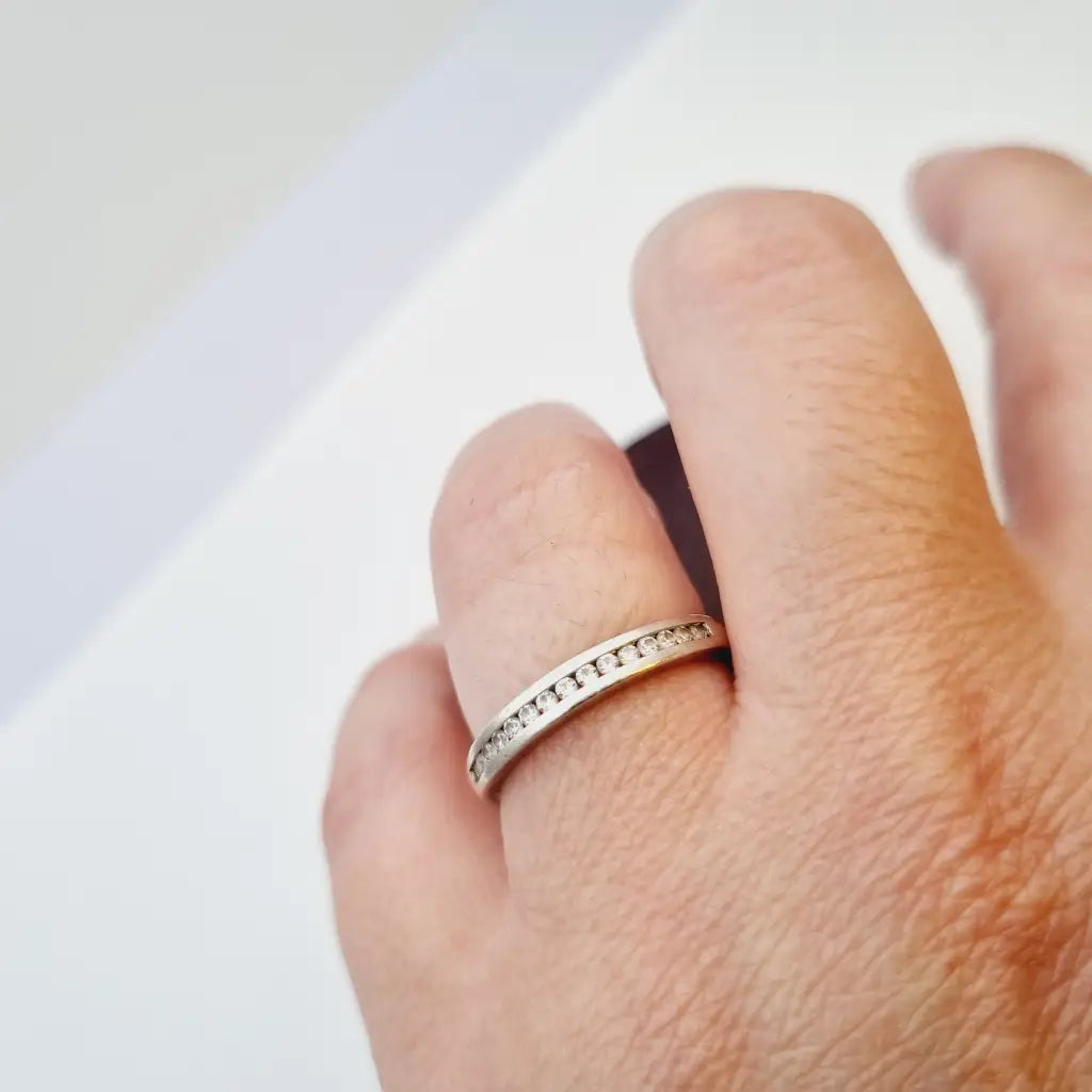 Anillo de eternidad vintage anillo art déco blanco