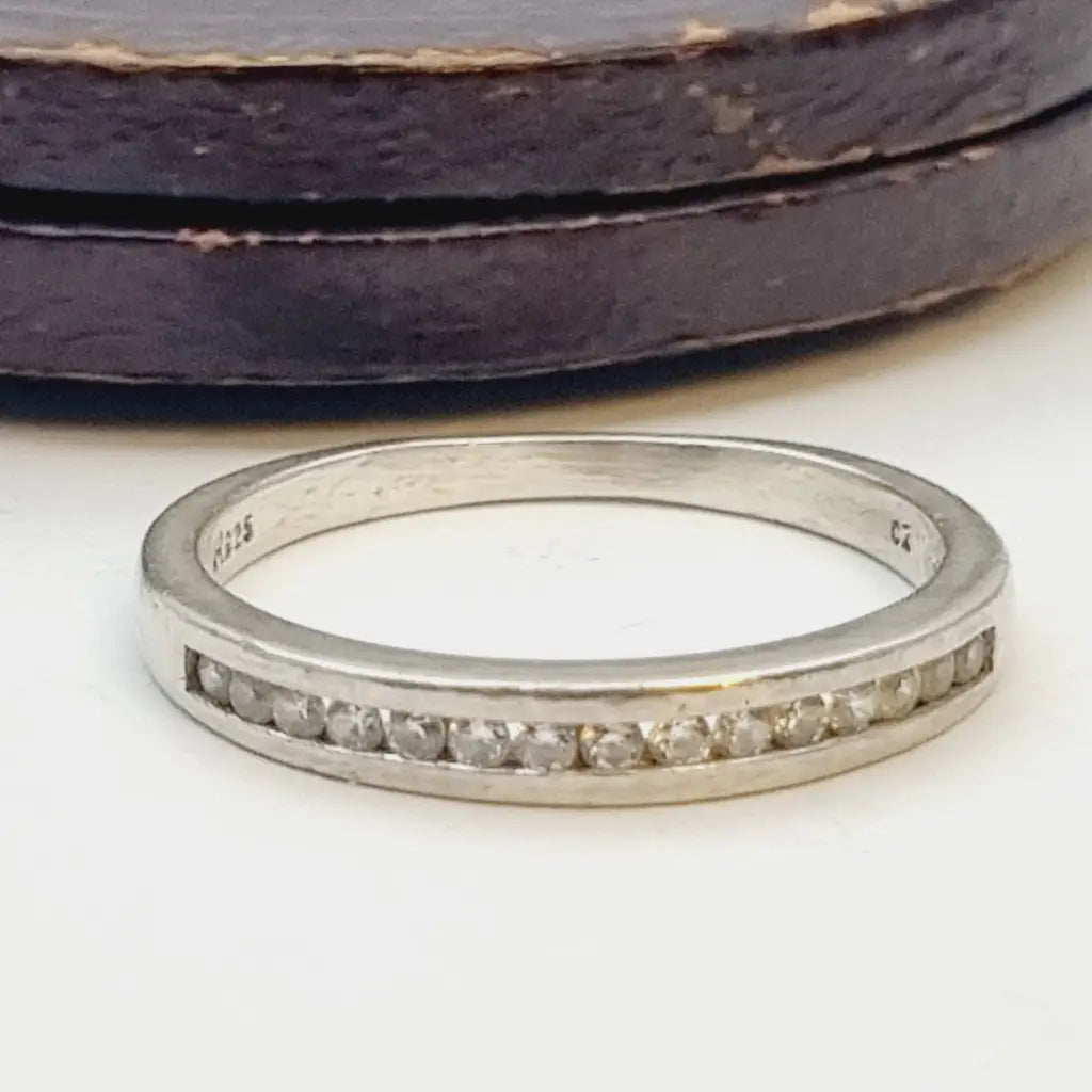 Anillo de eternidad vintage anillo art déco blanco