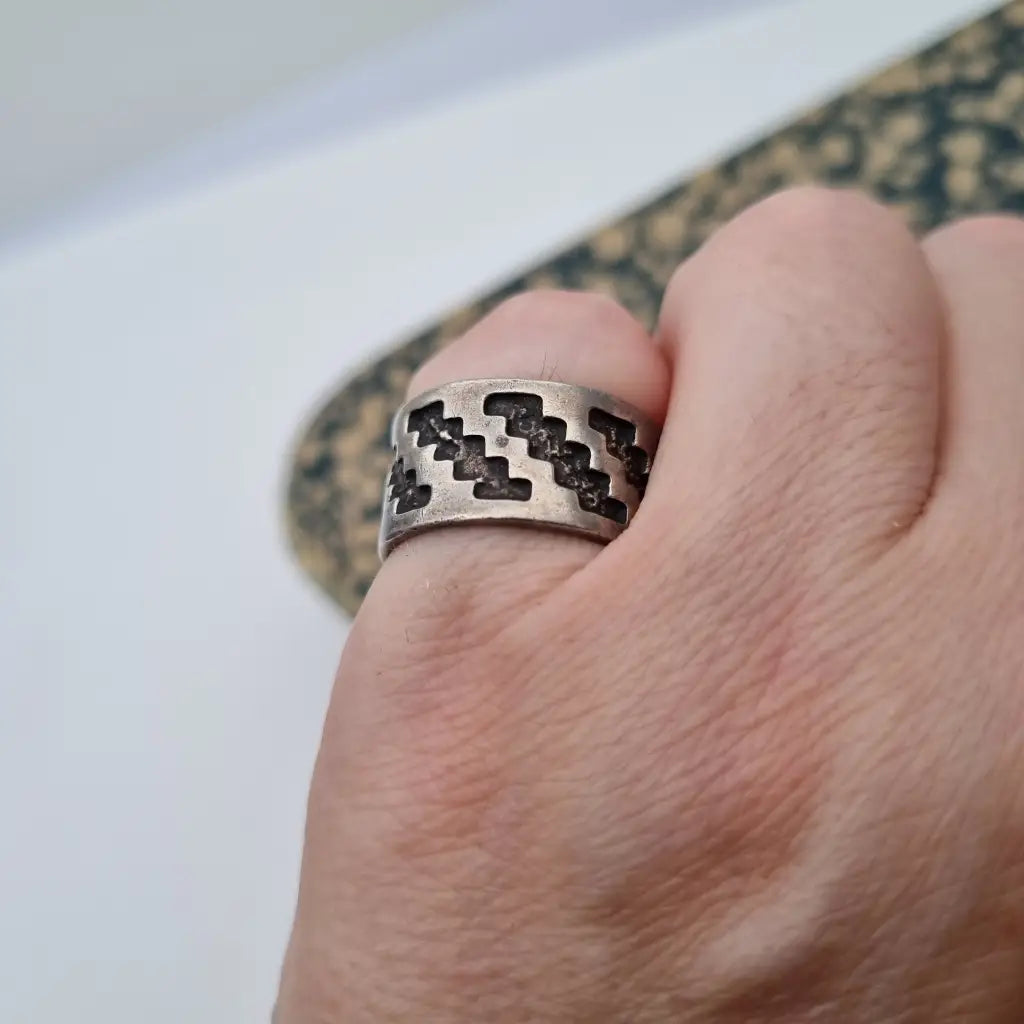 Anillo JR USA Vintage Estilo Suroeste James Rogers J. R. Silversmiths Plata