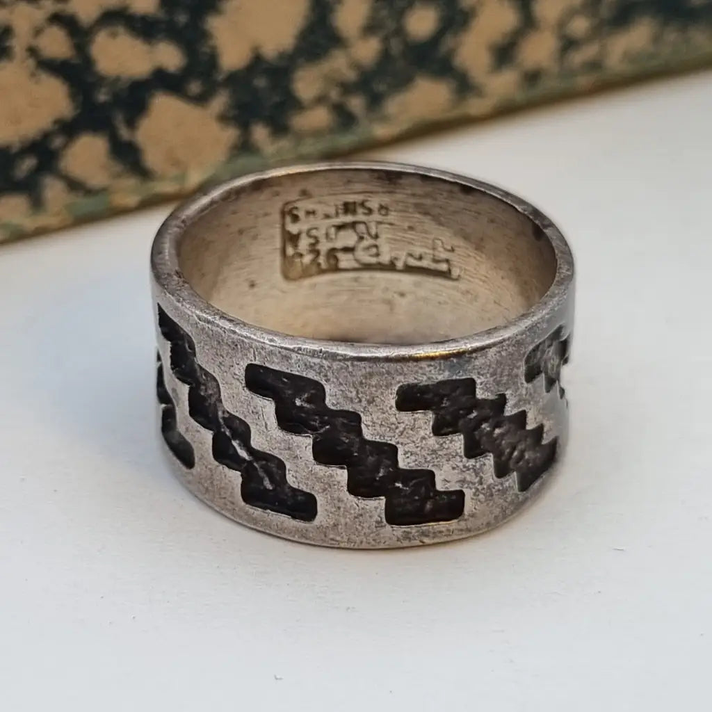 Anillo JR USA Vintage Estilo Suroeste James Rogers J. R. Silversmiths Plata