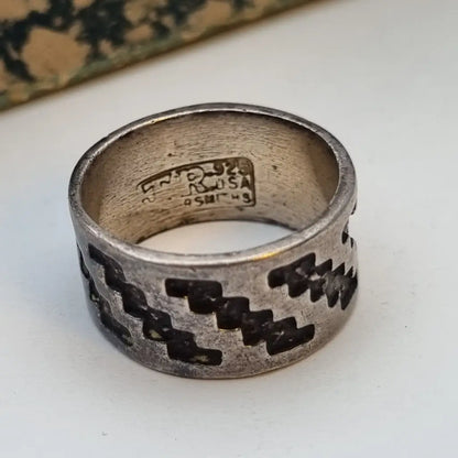 Anillo JR USA Vintage Estilo Suroeste James Rogers J. R. Silversmiths Plata