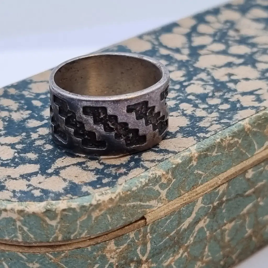 Anillo JR USA Vintage Estilo Suroeste James Rogers J. R. Silversmiths Plata