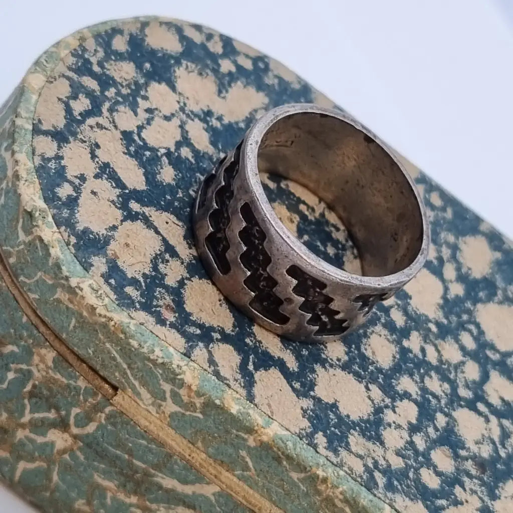 Anillo JR USA Vintage Estilo Suroeste James Rogers J. R. Silversmiths Plata